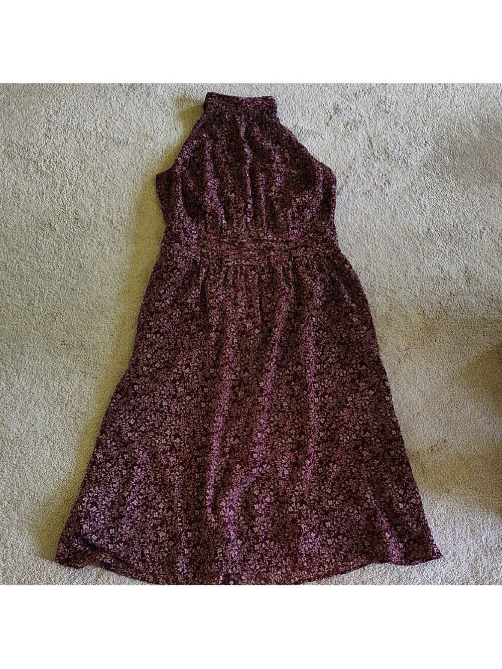 Ann Taylor Factory Plum Halter Floral Midi Dress